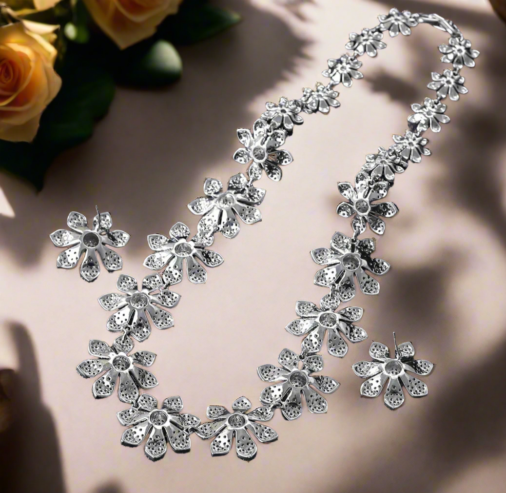 PRE COMMANDE : parure zirconia fleurs NACRELUNE parure