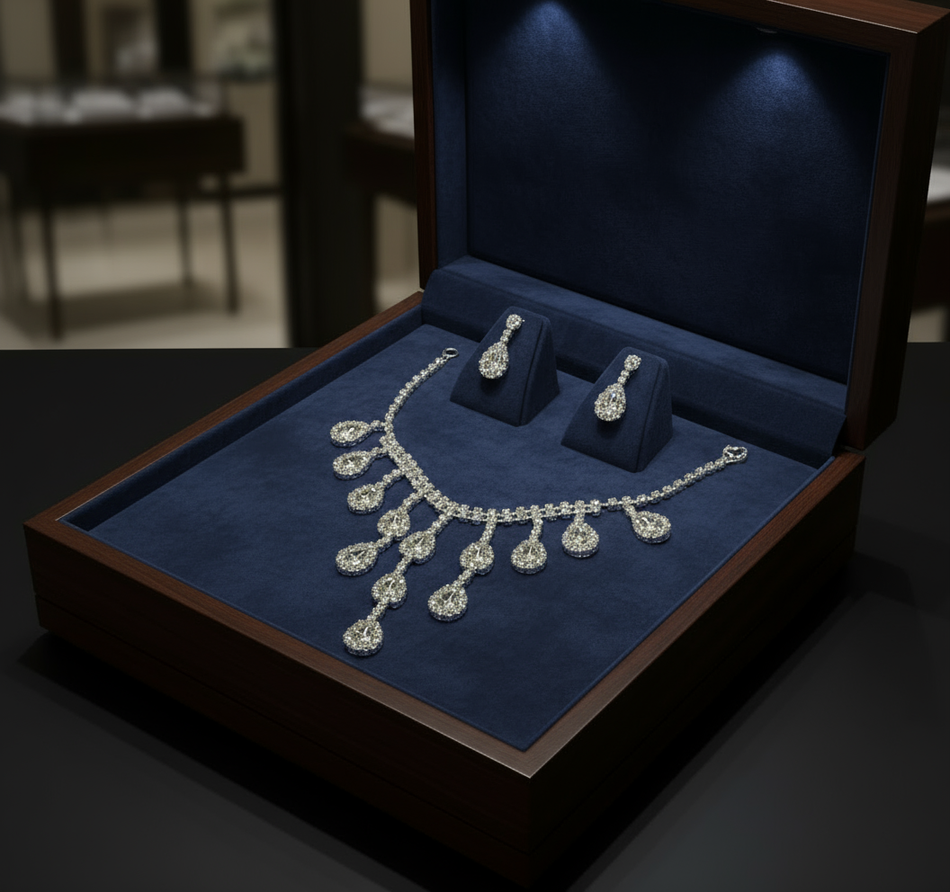Parure en strass avec pendeloques nacrelune.com parure