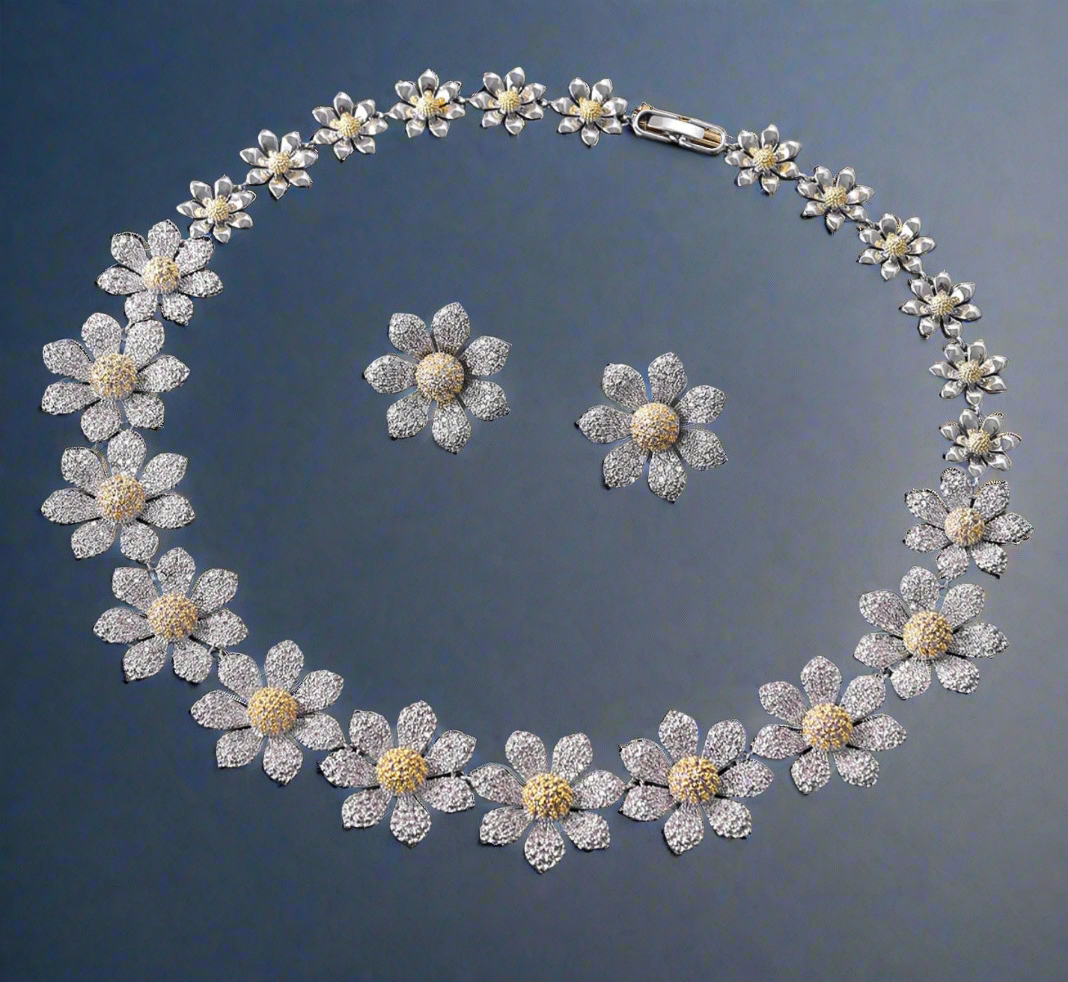 PRE COMMANDE : parure zirconia fleurs NACRELUNE parure