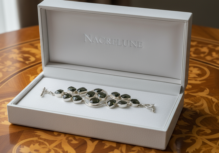Bracelet en argent et quartz fumés nacrelune.com bracelet