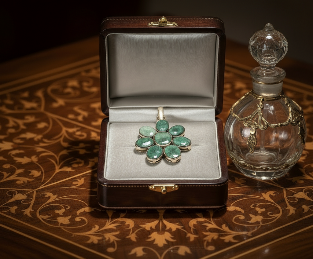 pendentif argent 925 avec émeraudes facettées nacrelune.com pendentif