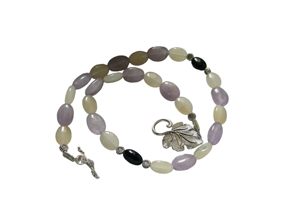 parure en perles naturelles d'améthystes citrines et onyx nacrelune.com parure