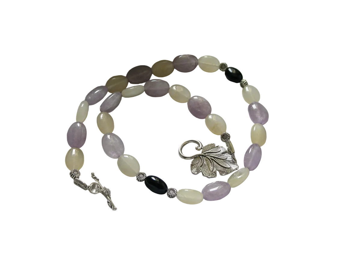 parure en perles naturelles d'améthystes citrines et onyx nacrelune.com parure