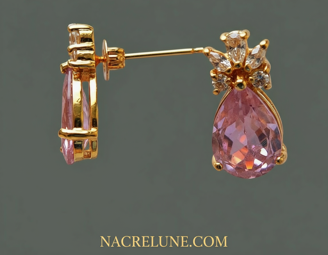 parure en zirconia imitation saphirs roses NACRELUNE parure