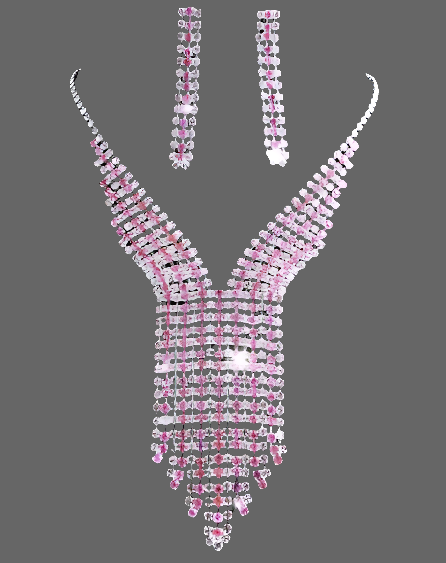 Pink rhinestone set P376