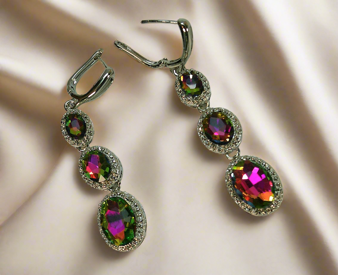 Boucles d’oreille en argent avec topazes mystiques