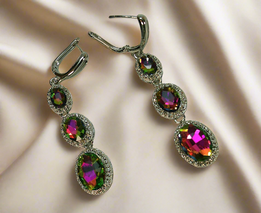 Boucles d’oreille en argent avec topazes mystiques
