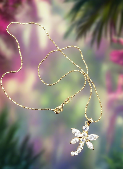 Pendentif en zirconia imitation diamant en forme de libellule NACRELUNE pendentif
