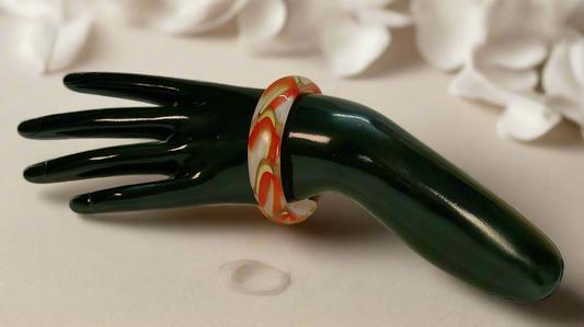 bracelet en verre orange jaune vert