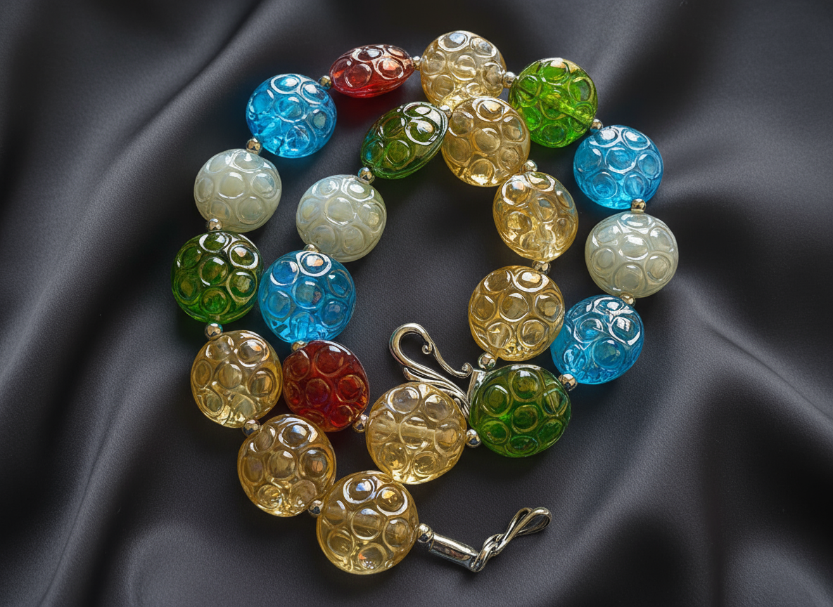 parure en perles de résine gravée NACRELUNE parure