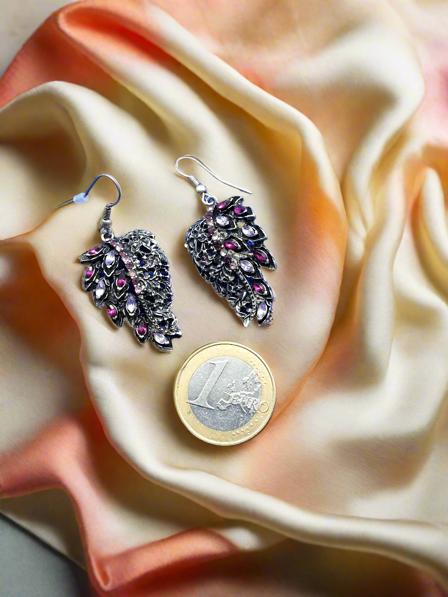 Pendientes fantasía hoja de strass BO34 BO35