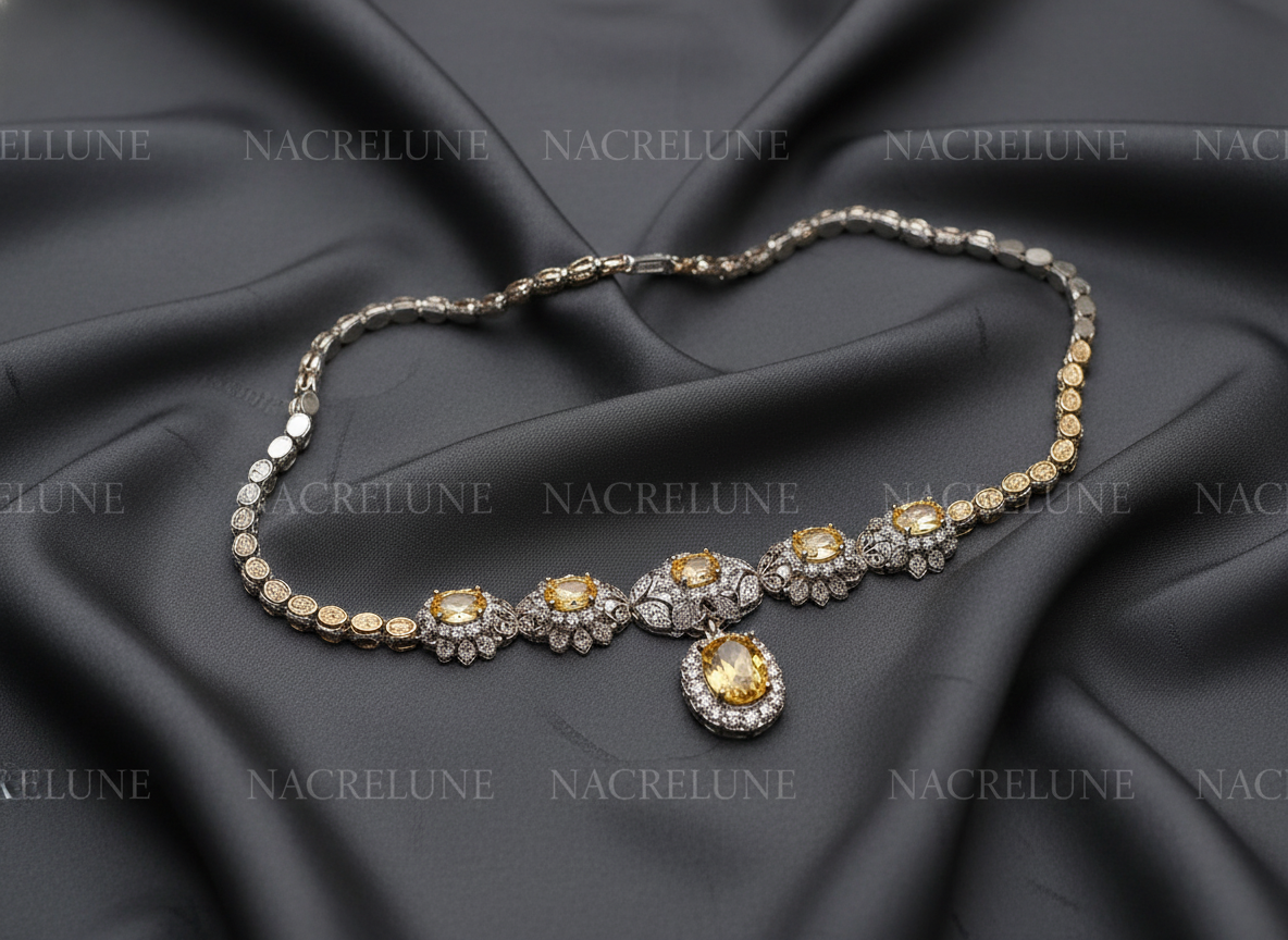 collier en zirconia imitation topazes jaunes NACRELUNE collier