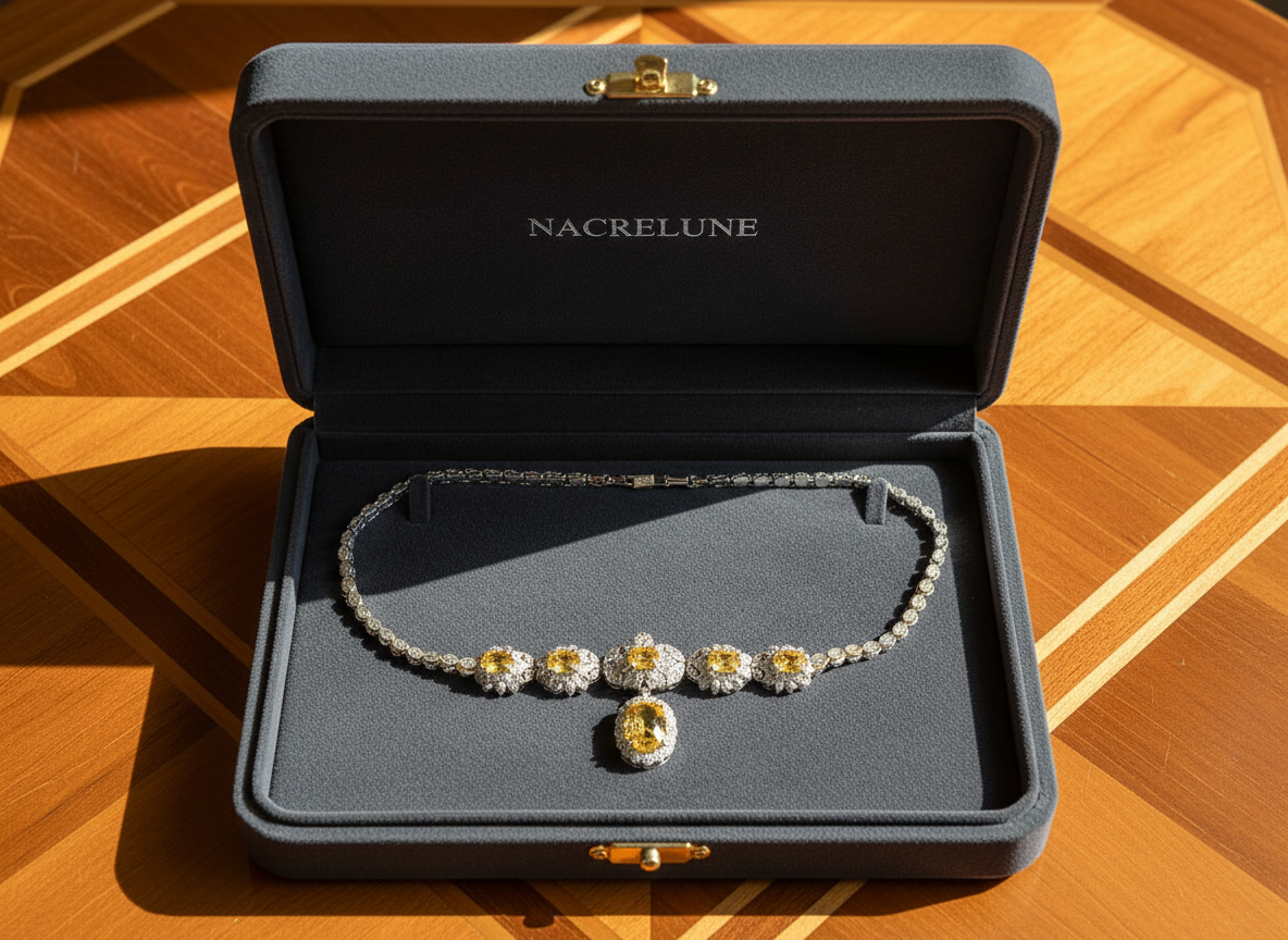 collier en zirconia imitation topazes jaunes nacrelune.com collier