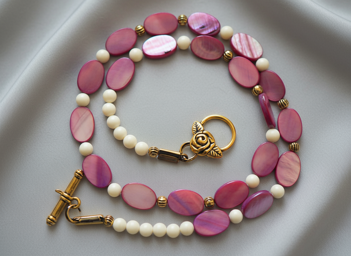 Parure en perles pastilles de nacre NACRELUNE parure