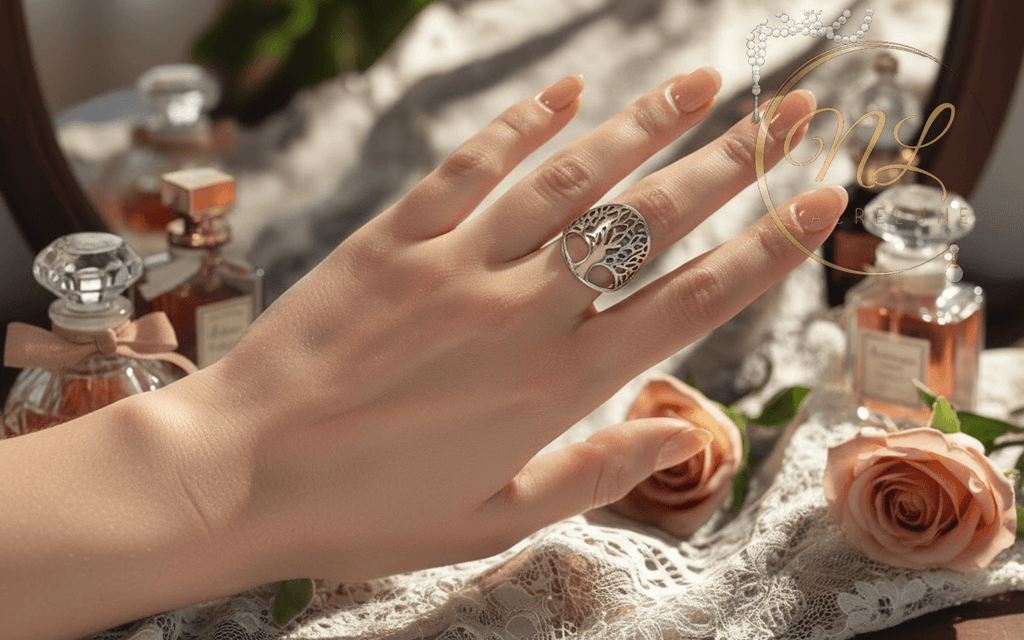 Bague en argent en forme d’arbre nacrelune.com Bague