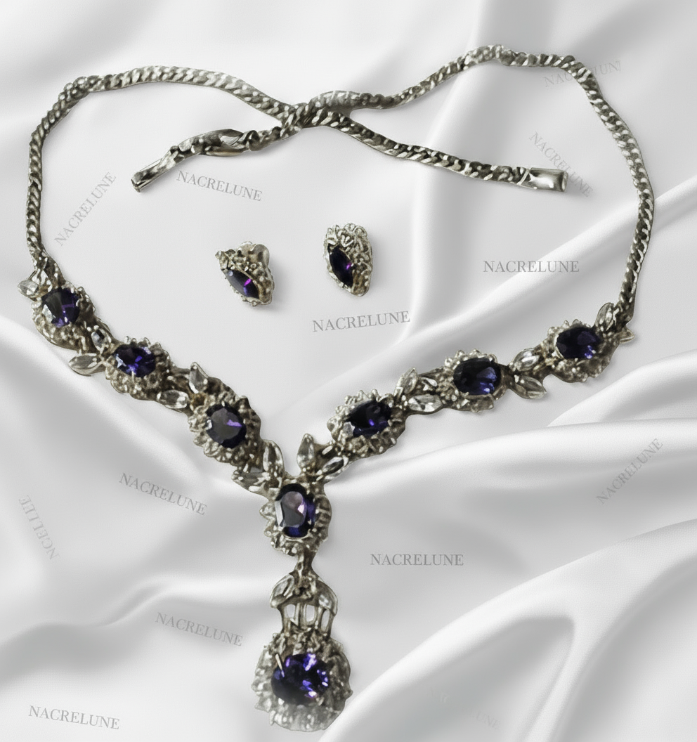 Parure zirconia améthyste Violet NACRELUNE parure