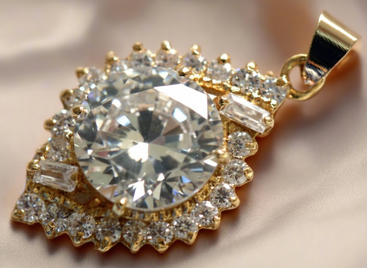 pendentif en zirconia imitation diamant NACRELUNE collier