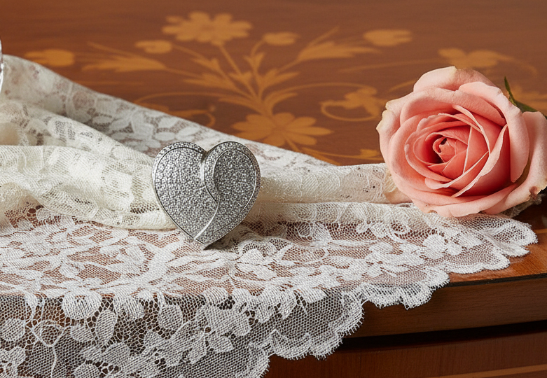 Pendentif coeur pavage zirconia NACRELUNE collier