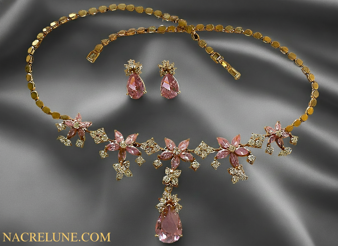 parure en zirconia imitation saphirs roses NACRELUNE parure