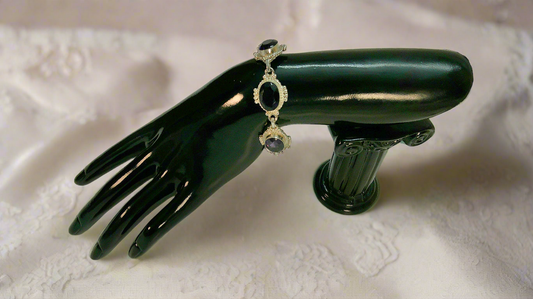 Bracelet en argent avec améthystes taillées ch pierre 14X10mm