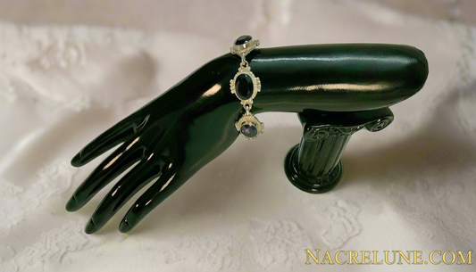 Bracelet en argent avec améthystes taillées (ch pierre 14X10mm) NACRELUNE bracelet