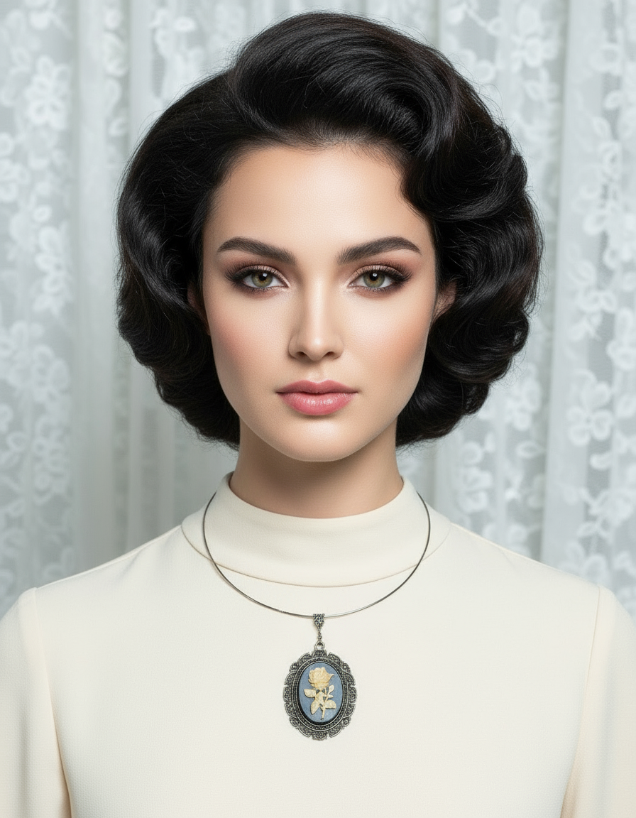 Grand pendentif camée en résine avec rose blanche : couleur à choisir NACRELUNE pendentif