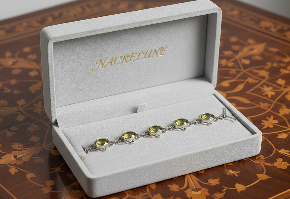 Bracelet en argent avec citrines taillées nacrelune.com bracelet