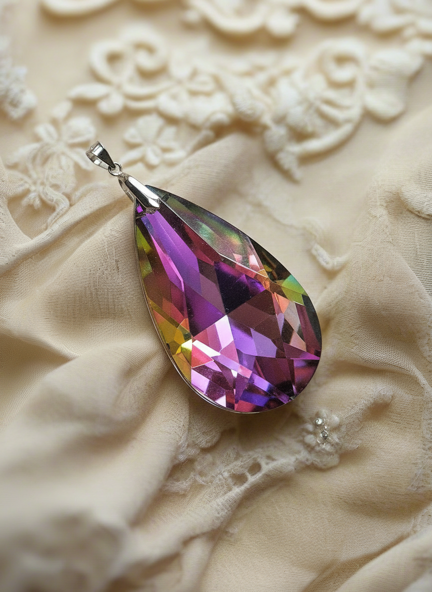 Grand pendentif strass couleur mystique NACRELUNE pendentif