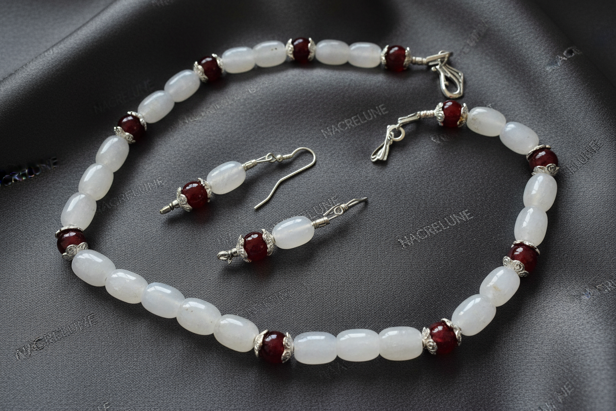 Parure toute en perles de jade NACRELUNE parure