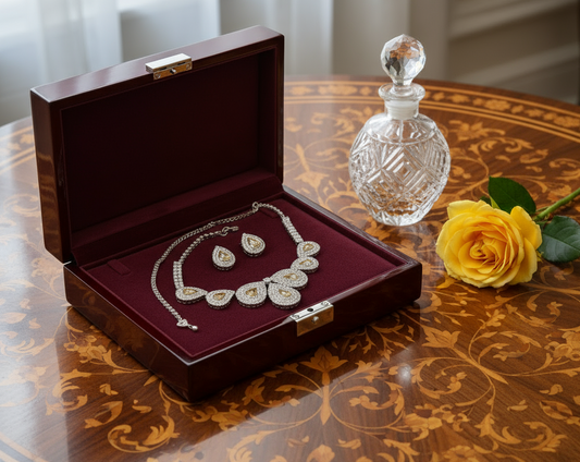 Parure en strass blancs et jaunes NACRELUNE parure