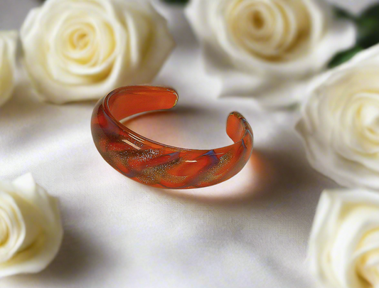 bracelet en verre rouge et doré