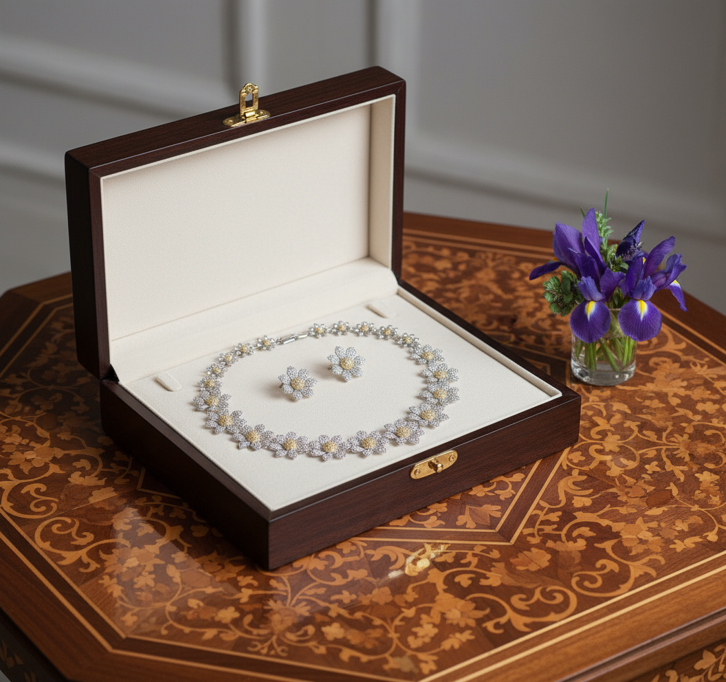 PRE COMMANDE : parure zirconia fleurs NACRELUNE parure