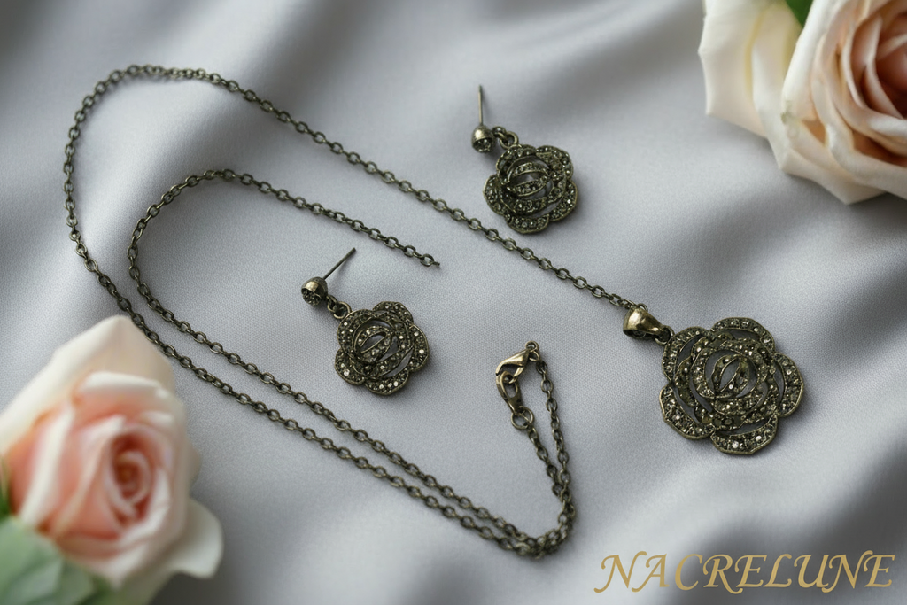 Parure fantaisie d'imitation marcassite nacrelune.com parure