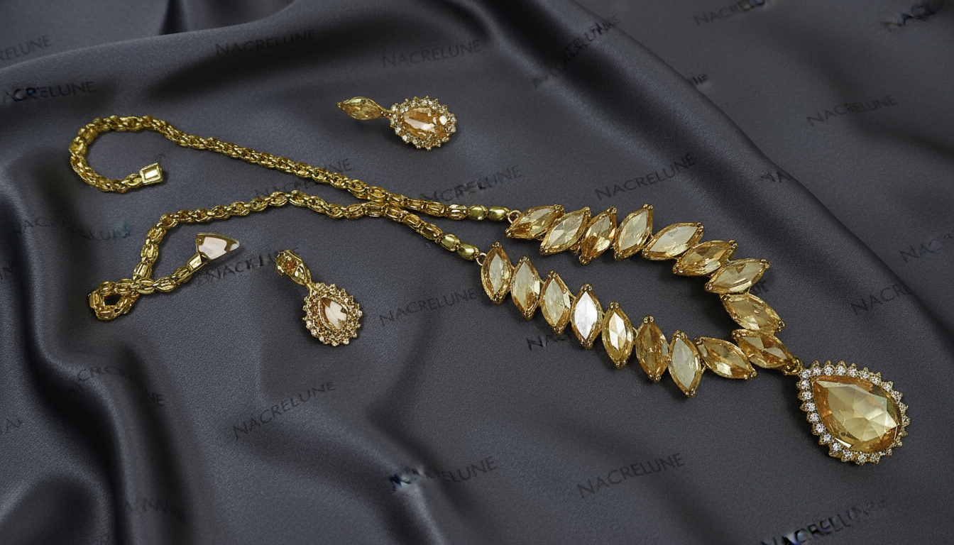 Parure en zirconia imitant la topaze fumée NACRELUNE parure