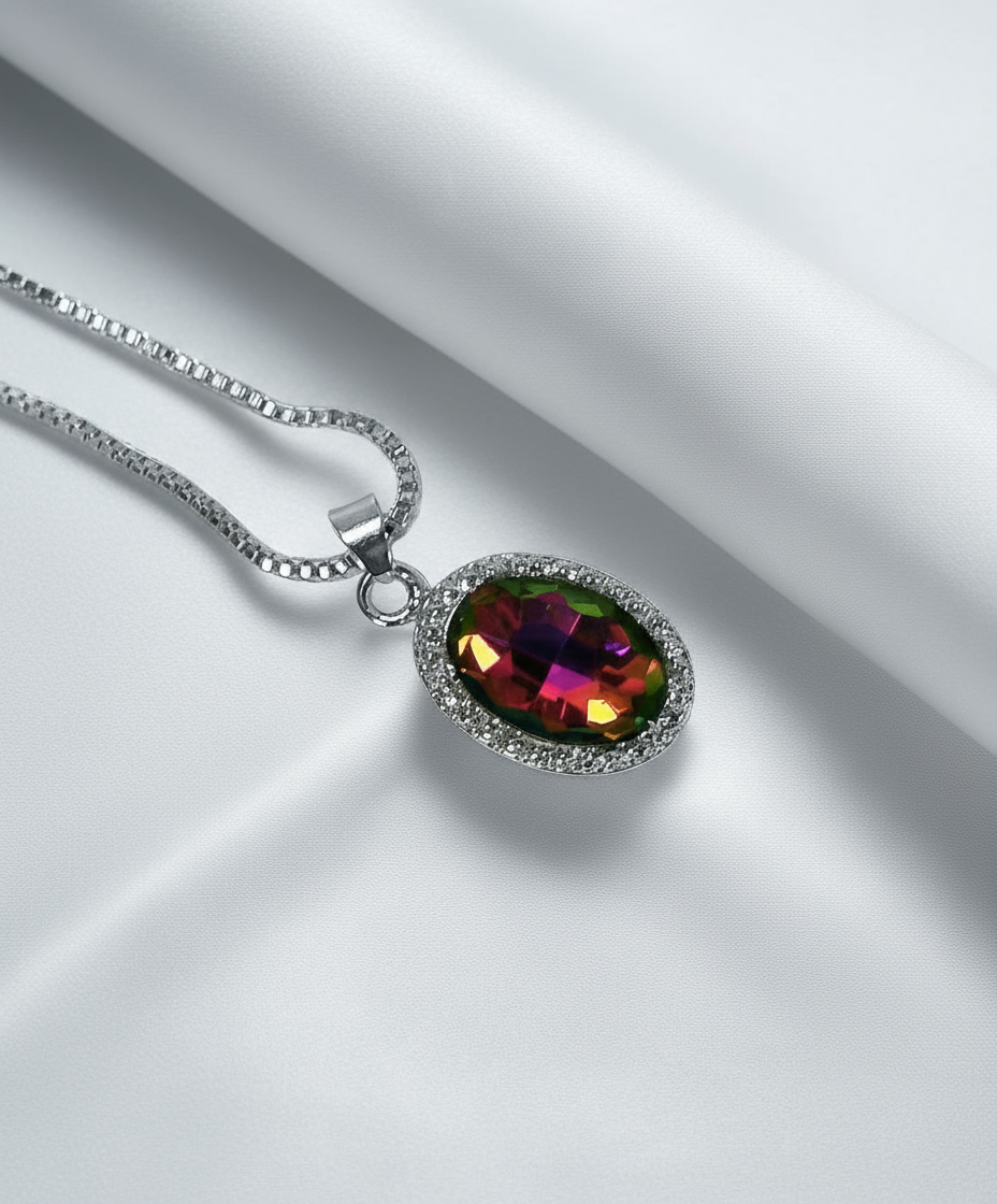 Pendentif en argent avec topaze traitée mystique NACRELUNE pendentif