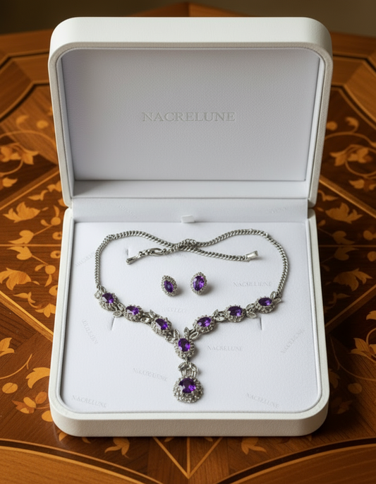 Parure zirconia améthyste NACRELUNE parure