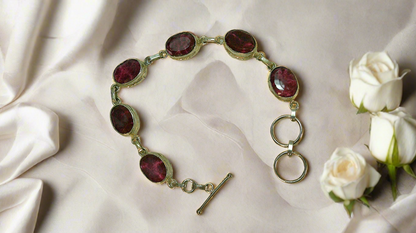 Bracelet en rubis facetté sur argent