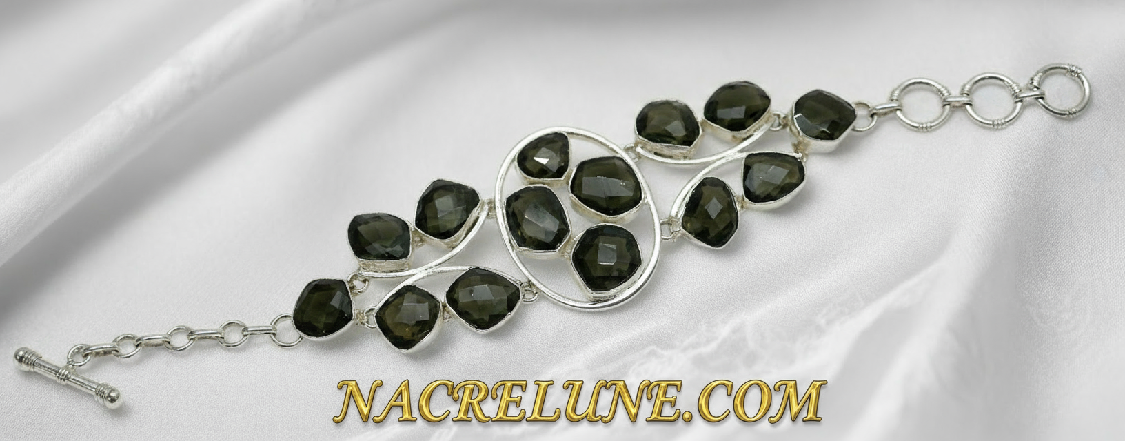 Bracelet en argent et quartz fumés NACRELUNE bracelet