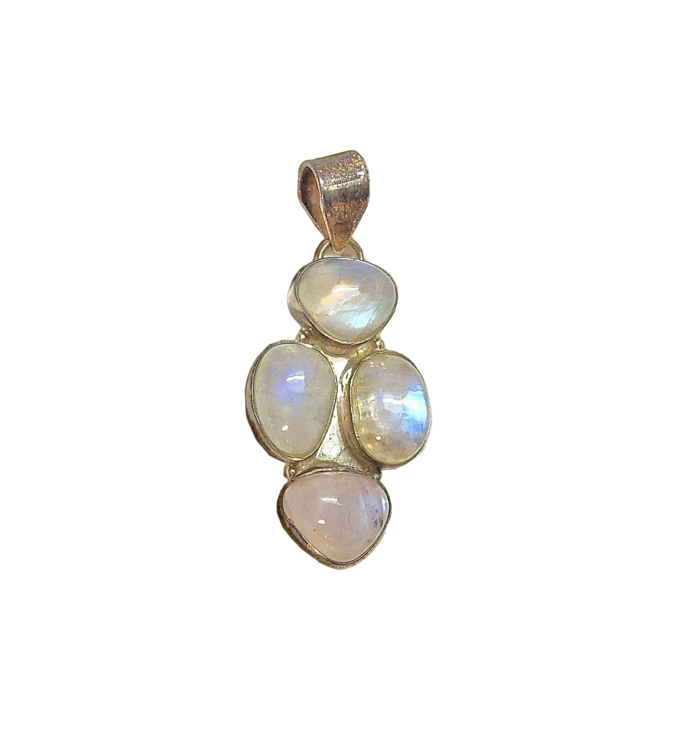 Pendentif en argent 925 avec pierres de lune nacrelune.com pendentif