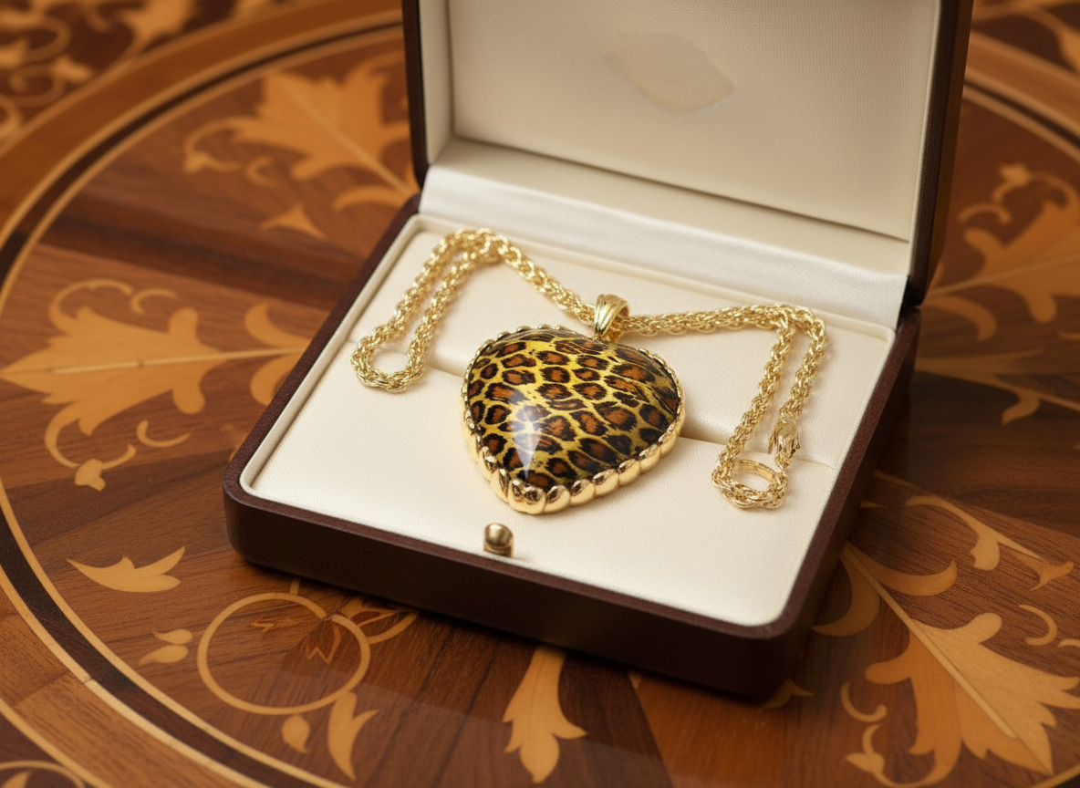 Pendentif fantaisie en forme de coeur tigré nacrelune.com pendentif