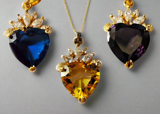 Pendentif en zirconia imitation en forme de coeur: choisissez votre couleur