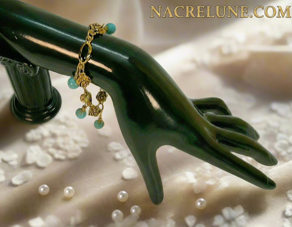 bracelet fantaisie avec turquoises véritables breloques NACRELUNE bracelet