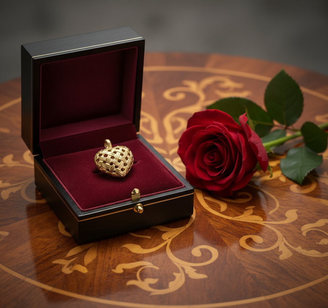 Pendentif fantaisie en forme de coeur doré nacrelune.com pendentif