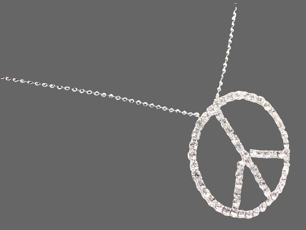 Rhinestone necklace "peace and love" N260