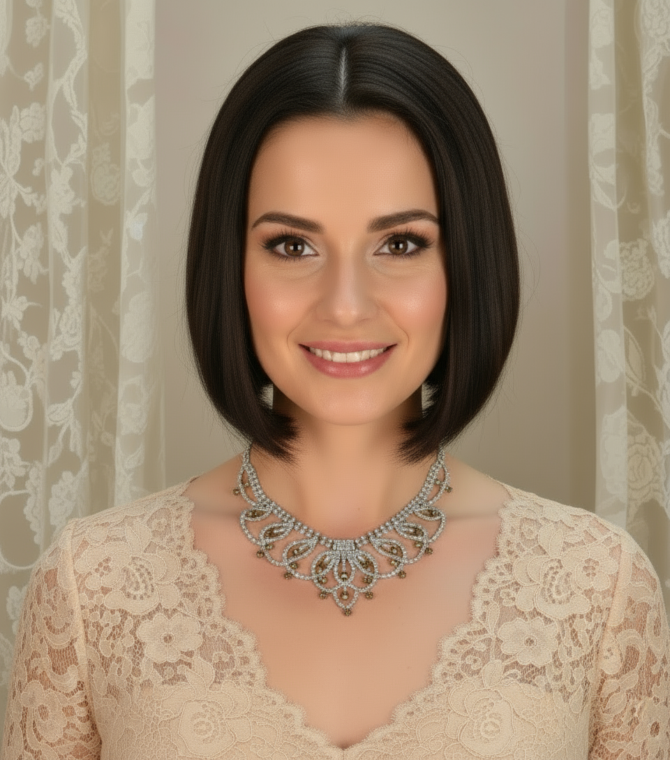 Parure en strass blancs et topazes nacrelune.com parure