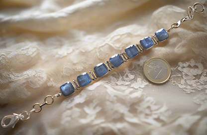 Bracelet argent 925 avec cyanites polies
