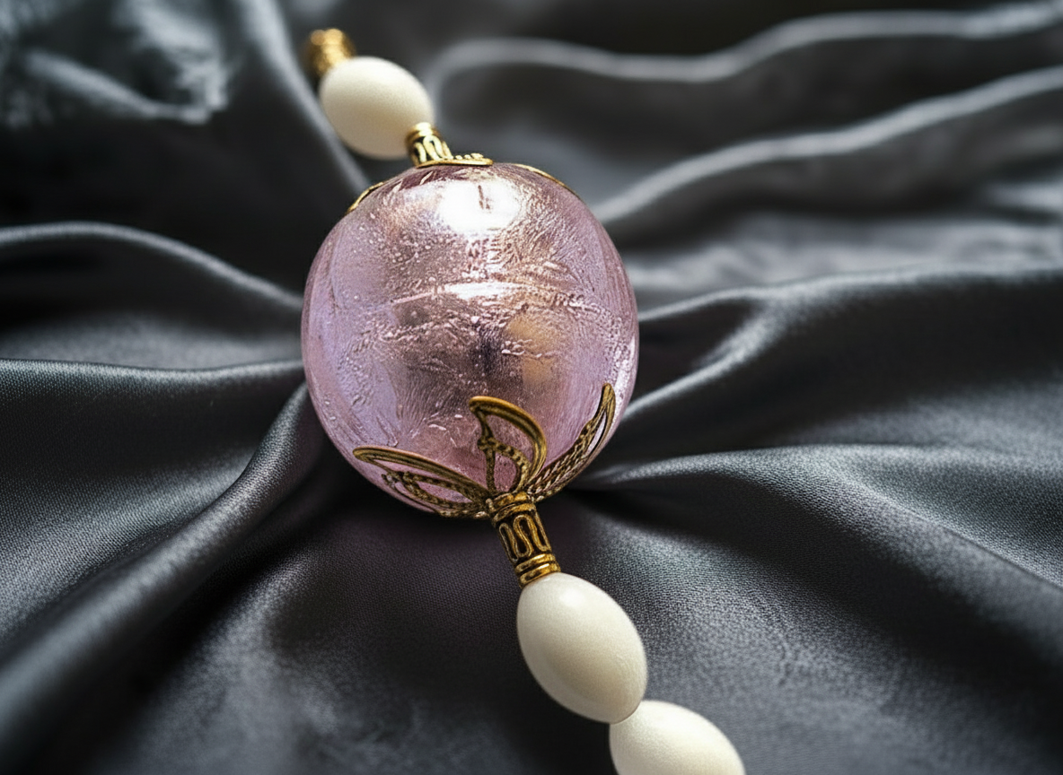 parure en boules de verre rose NACRELUNE parure