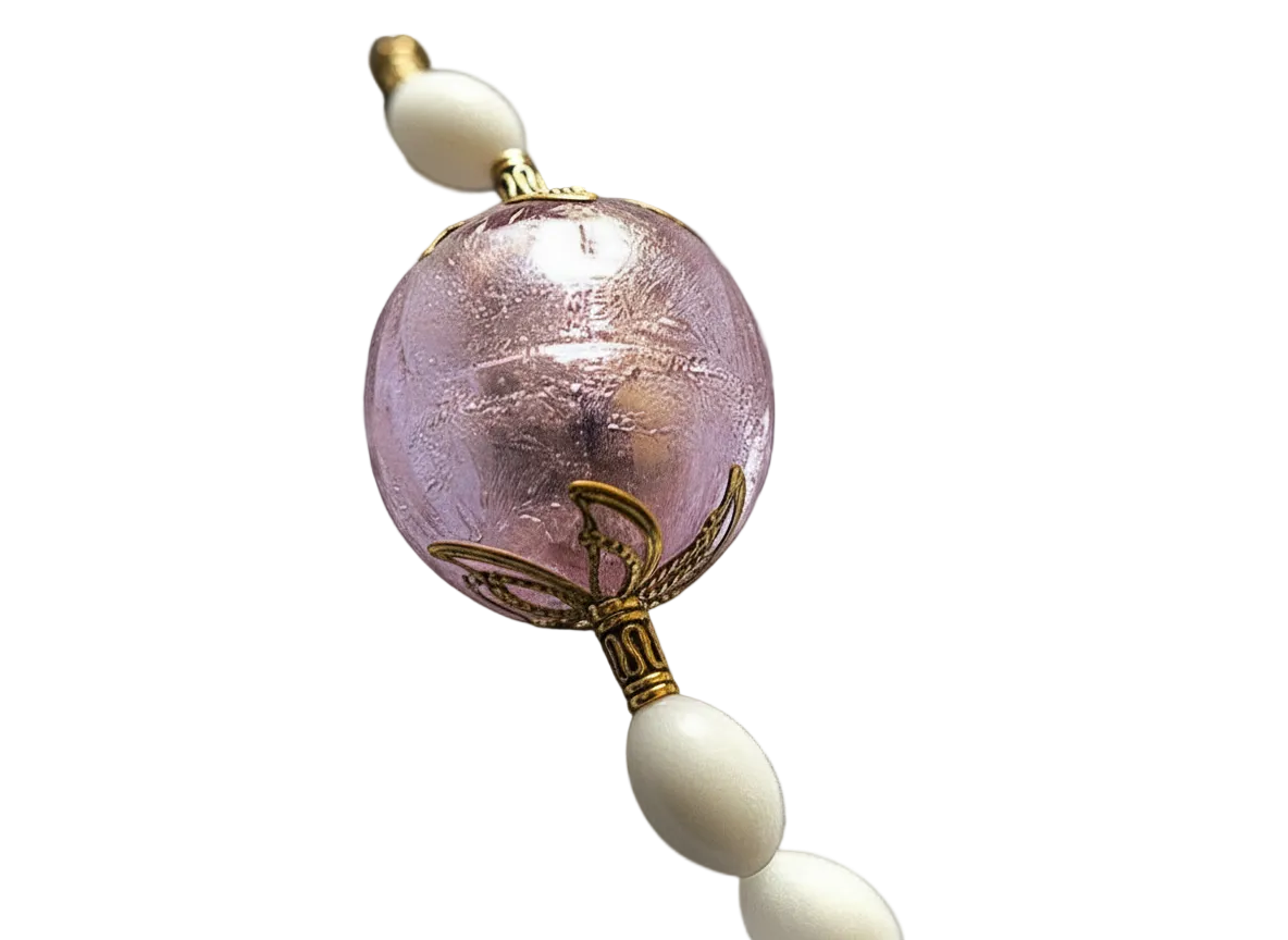 parure en boules de verre rose nacrelune.com parure