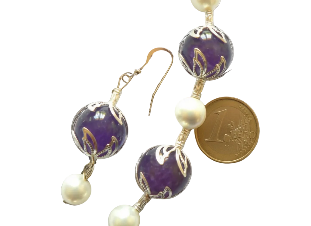 parure perles de nacre et améthystes véritables polies nacrelune.com parure