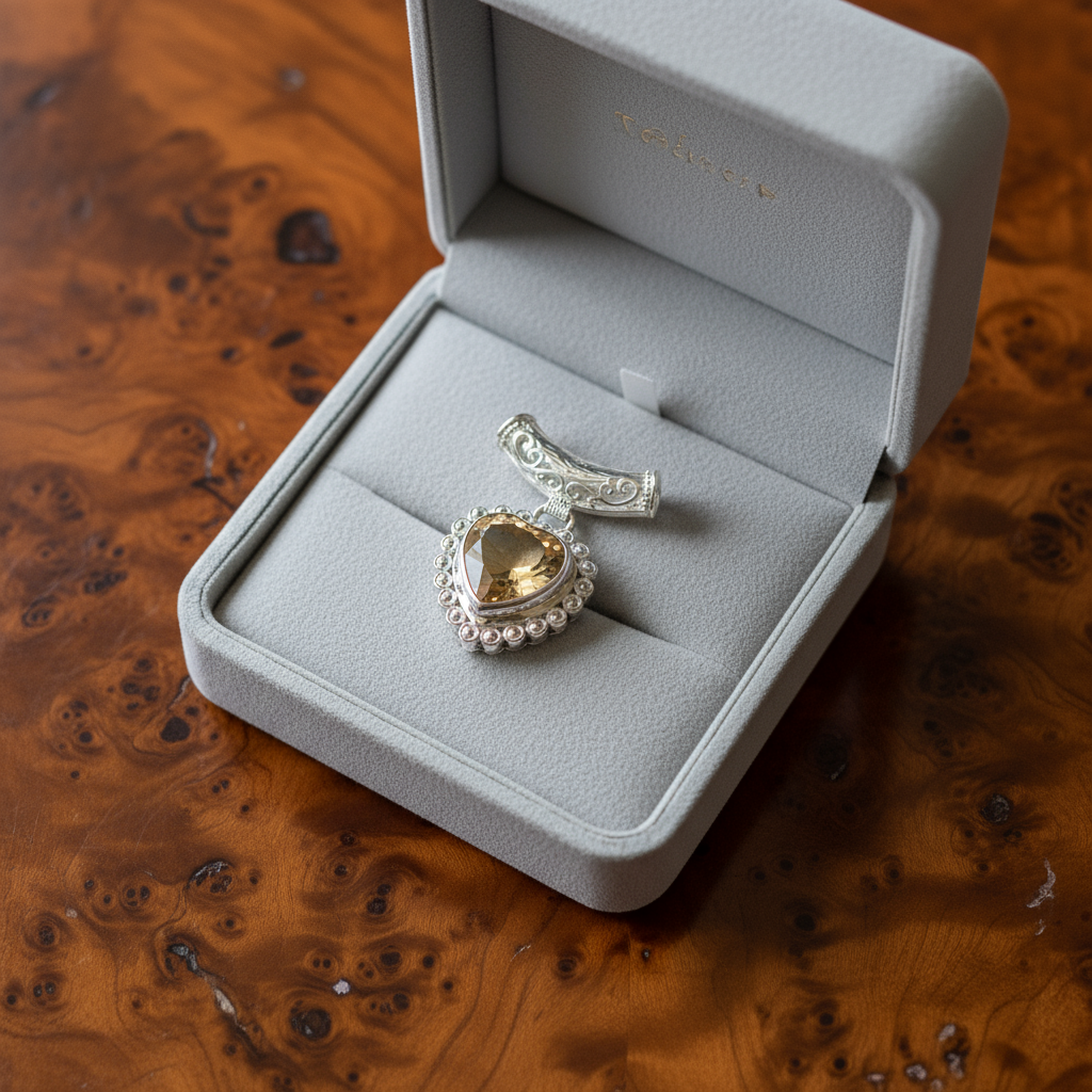 pendentif en argent en forme de coeur avec topaze nacrelune.com pendentif